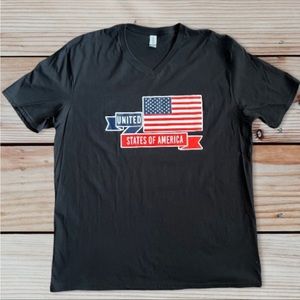 USA American Flag Black Tee Shirt Size XL